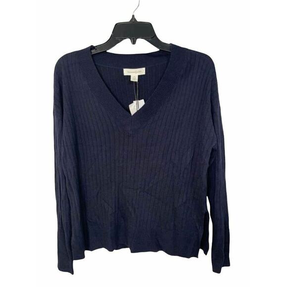 Treasure & Bond Navy Knit V-neck Long Sleeve Sweater Size XS NEW - Picture 2 of 6